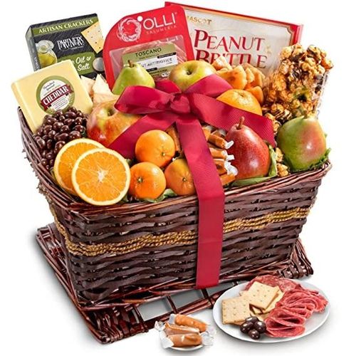 Orchard Delight Fruit and Gourmet Gift Basket - Flower and Gift