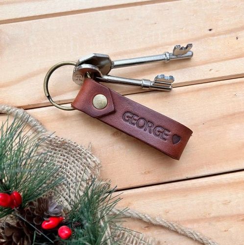 Personalized Real Leather Keyring Fob