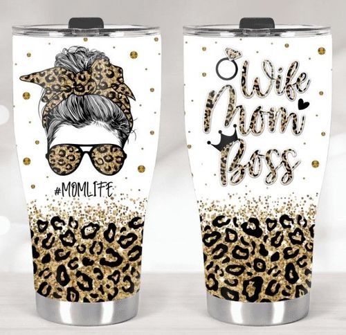 Shimmer Mom Life Tumbler, Leopard Mom Cup, Mom Christmas Gift