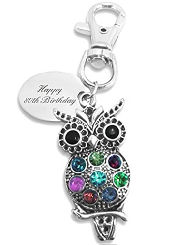 Engraved Ladies Colour Owl Keyring