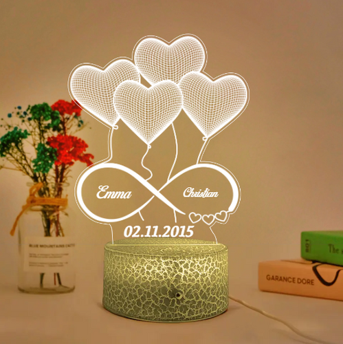 Acrylic 1 Year of Marriage Gifts Including Gift Box for Couple Happy 1st  Anniversary Clear Heart Night Lights USB Lamp Keepsake Wedding Decoration  for