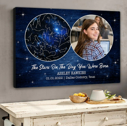 Personalised Birthday Night Sky And Photo Canvas, The Night You Were Born  Constellation Map Birthday Gift, Sentimental Birthday Gifts For Him Her -  Best Personalized Gifts For Everyone