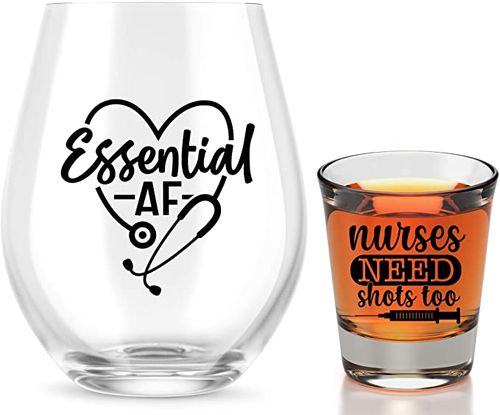 Essential AF Nurse Stethoscope Engraved Stemless Wine Glass Funny Wine  Glass Fun Wine Glass Wine Lover Gift / Valentine's Day Gift