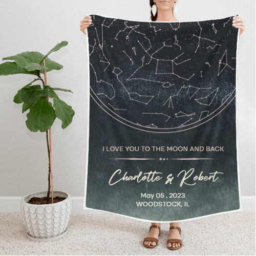 Starmap And Moon With Custom Quote