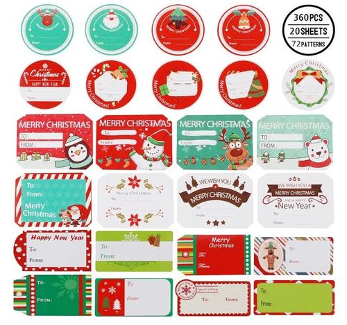 360Pcs Merry Christmas Gift Name Tags Stickers, Self-Adhesive