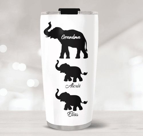 Cute Elephant - Engraved Stainless Steel Tumbler, Yeti Style Cup, Elephant  Lover Gift