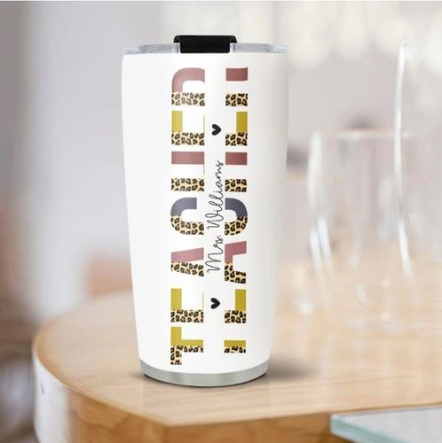 Leopard Skin Background Custom Name Tumbler