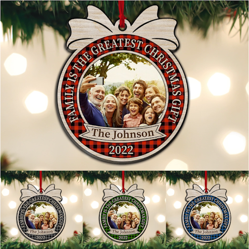 Custom Family Name 2 Layered Mixed Ornament