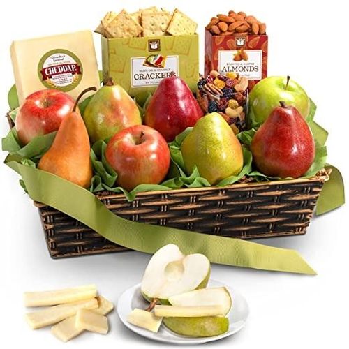 Classic Fresh Fruit Basket Gift with Crackers