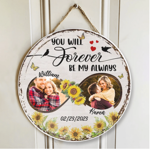 Customized Photo and Name Round Wooden Sign