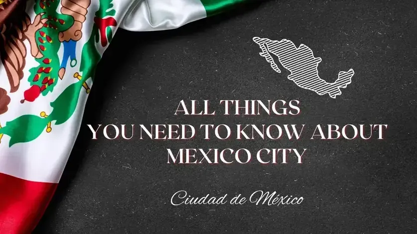 Mexican flag on a black background with text