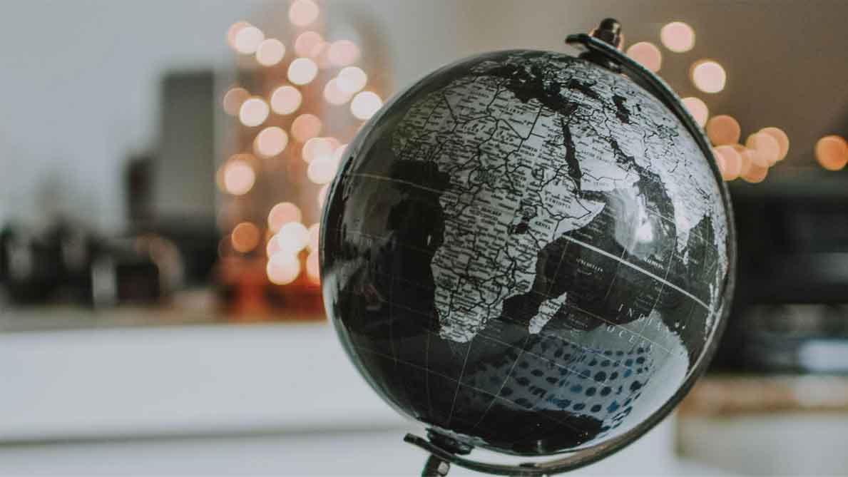 A photo of a globe