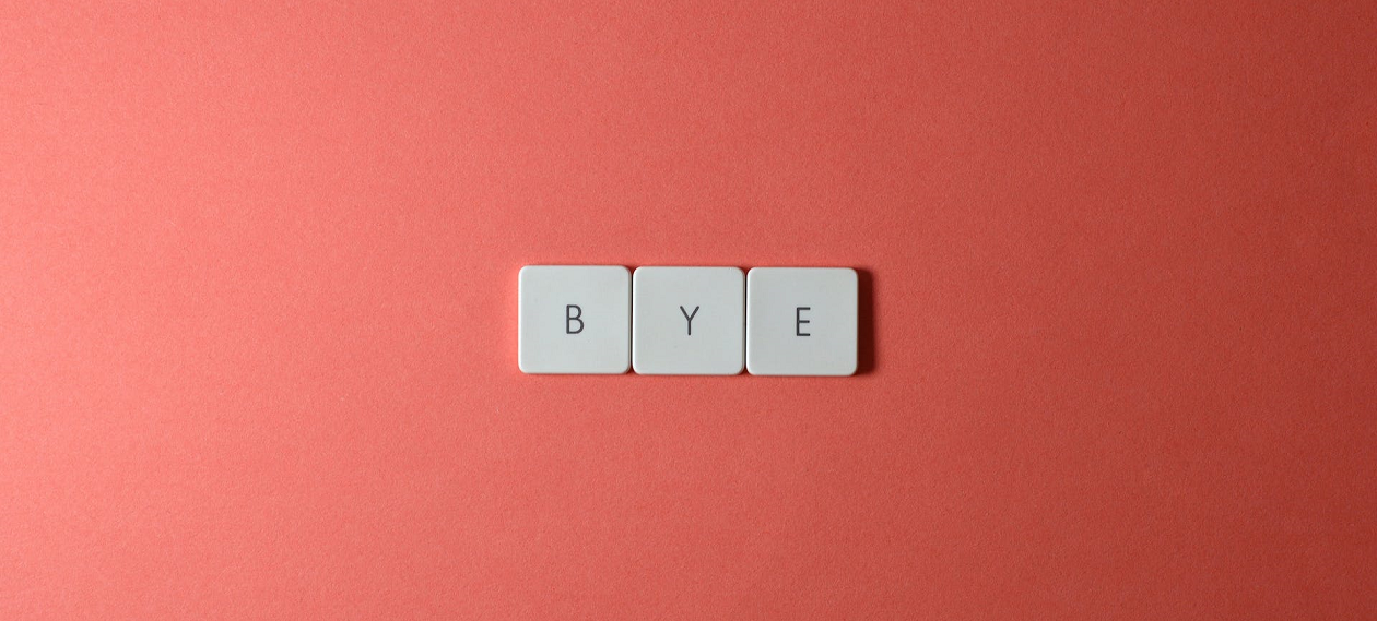 White keyboard caps spelling out bye.