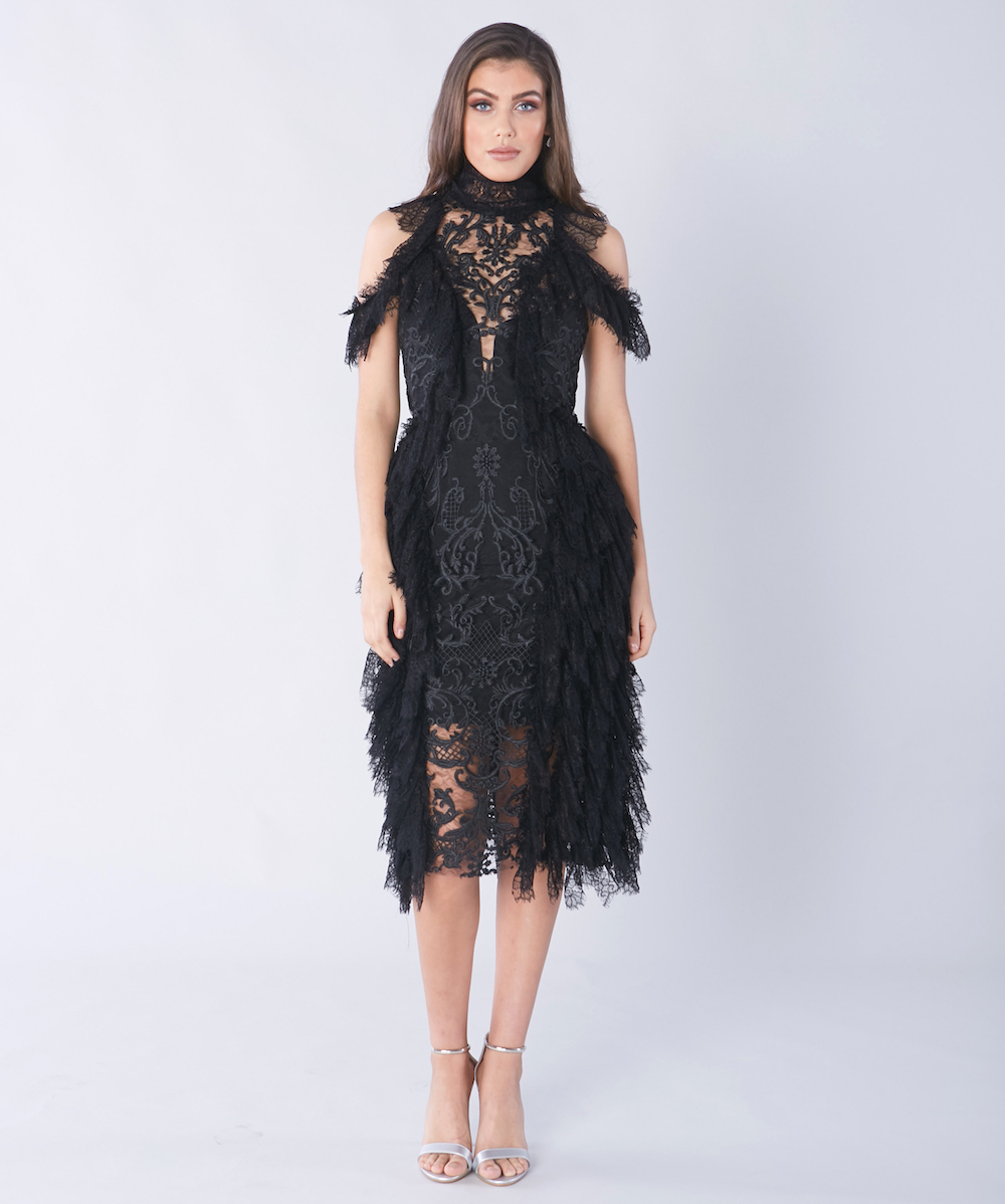 Moody Art Deco Wedding Inspiration, black wedding dress