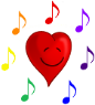 Happy heart with music and colors