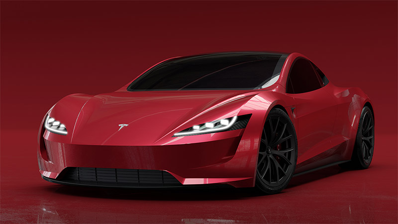 Tesla Roadster rendering modeled in SOLIDWORKS
