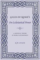 Book Cover for Giles of Rome's On Ecclesiastical Power by R. W. Dyson