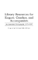 Book Cover for Library Resources for Singers, Coaches, and Accompanists by Ruthann McTyre