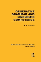 Book Cover for Generative Grammar and Linguistic Competence by PH Matthews