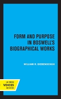 Book Cover for Form and Purpose in Boswell's Biographical Works by William R Siebenschuh