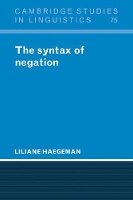 Book Cover for The Syntax of Negation by Liliane Université de Genève Haegeman