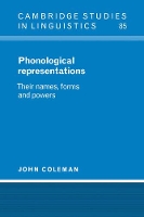 Book Cover for Phonological Representations by John University of Oxford Coleman