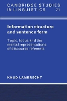 Book Cover for Information Structure and Sentence Form by Knud University of Texas, Austin Lambrecht