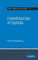 Book Cover for Coordination in Syntax by Niina Ning Associate Professor, Director, National ChungCheng University, Taiwan Zhang