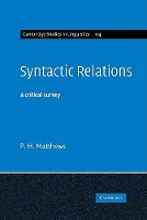 Book Cover for Syntactic Relations by P H University of Cambridge Matthews