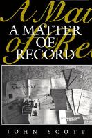 Book Cover for A Matter of Record by John Scott