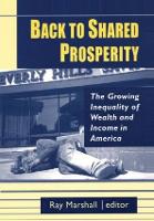 Book Cover for Back to Shared Prosperity: by Ray Marshall