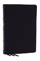 Book Cover for NKJV, Large Print Thinline Reference Bible, Blue Letter, Maclaren Series, Genuine Leather, Black, Comfort Print by Thomas Nelson