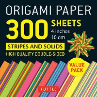 Book Cover for Origami Paper 300 sheets Stripes and Solids 4