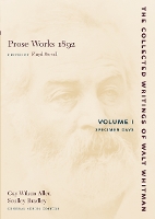 Book Cover for Prose Works 1892: Volume I by Walt Whitman