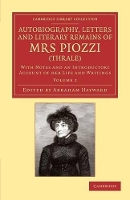 Book Cover for Autobiography, Letters and Literary Remains of Mrs Piozzi (Thrale) by Hester Lynch Piozzi