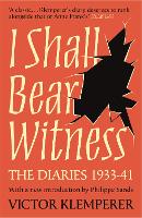 Book Cover for I Shall Bear Witness by Victor Klemperer