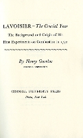 Book Cover for Lavoisier—the Crucial Year by Henry Guerlac