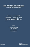 Book Cover for Fracture-Instability Dynamics, Scaling and Ductile/Brittle Behavior: Volume 409 by Anders E Washington University, St Louis Carlsson