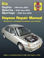 Book Cover for Kia Sephia, Spectra & Sportage covering Sephia (94-01), Spectra (00-09) & Sportage (05-20) by Haynes Publishing