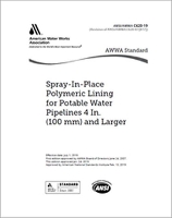 Book Cover for AWWA C620-19 Spray-In-Place Polymeric Lining for Potable Water Pipelines, 4 In. (100 mm) and Larger by American Water Works Association