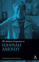 Book Cover for The Anthem Companion to Hannah Arendt by Peter Baehr