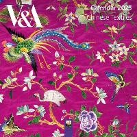 Book Cover for V&A: Chinese Textiles Mini Wall Calendar 2025 (Art Calendar) by Flame Tree Studio