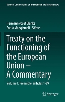Book Cover for Treaty on the Functioning of the European Union - A Commentary by Hermann-Josef Blanke