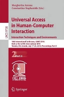 Book Cover for Universal Access in Human-Computer Interaction. Interaction Techniques and Environments 10th International Conference, UAHCI 2016, Held as Part of HCI International 2016, Toronto, ON, Canada, July 17- by Margherita Antona