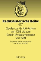 Book Cover for Quellen Zur Gmbh-Reform Von 1958 Bis Zum Gmbh-Aenderungsgesetz Von 1980 by Werner Schubert
