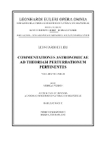 Book Cover for Commentationes astronomicae ad theoriam perturbationum pertinentes 2nd part by Leonhard Euler