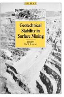 Book Cover for Geotechnical Stability in Surface Mining by Raj.K. Singhal