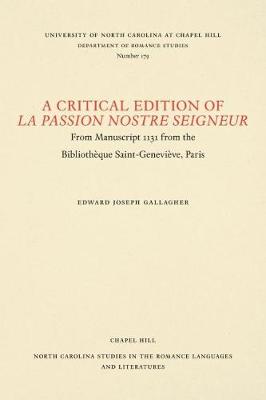 A Critical Edition of La Passion Nostre Seigneur