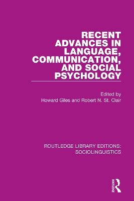 Recent Advances in Language, Communication, and Social Psychology