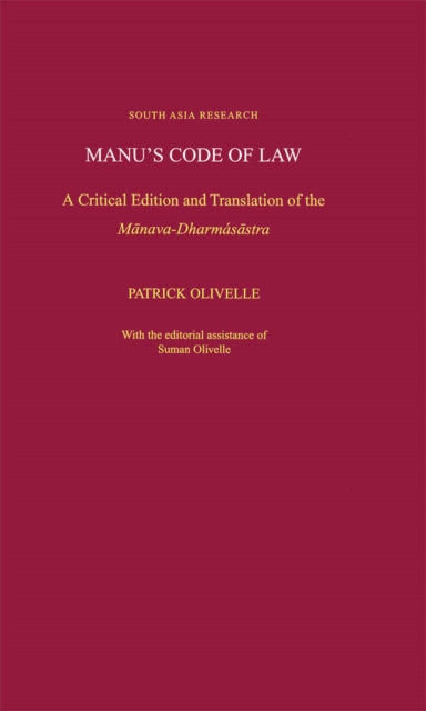 Book Cover for Manu's Code of Law by Patrick Olivelle